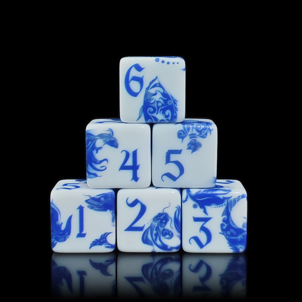 Board Game Live - 12 dés en porcelaine bleue et