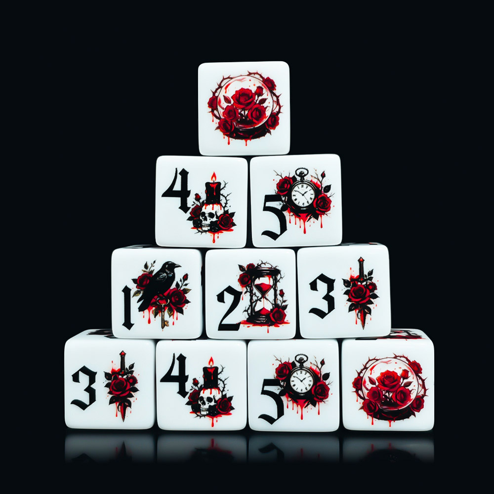 12 dés en acrylique D6 imprimé - Board Game Live avis et prix