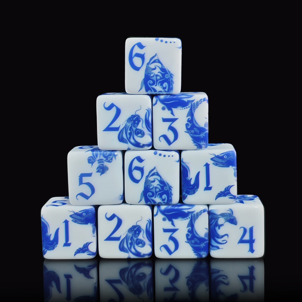 12 dés en porcelaine bleue et  - Board Game Live avis et prix